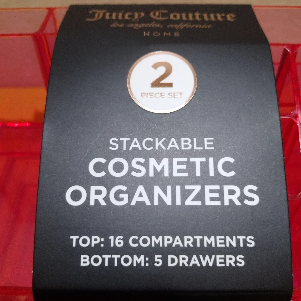 JUICY COUTURE STACKÀBLE COSMETIC ORGANIZER CLEAR PINK JUICY COUTURE ORGANIZER